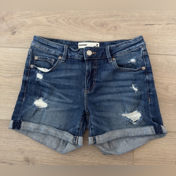 Garage Blue Jean Shorts Distressed Mid-Rise 💙 - Picture 1 of 7